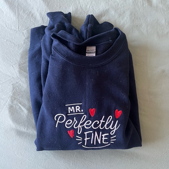 Mr Perfectly Fine embroidered sweatshirt navy medium Taylor Swift - Picture 1 of 3